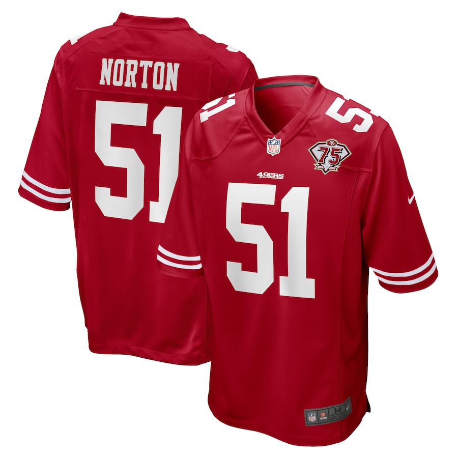 Men San Francisco 49ers #51 Ken Norton Nike Scarlet 75th Anniversary Game Retired Player NFL Jersey->san francisco 49ers->NFL Jersey